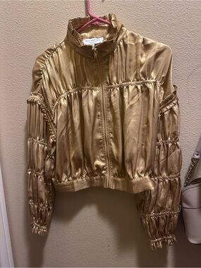 Metallic Gold Bomber Jacket - Unbranded